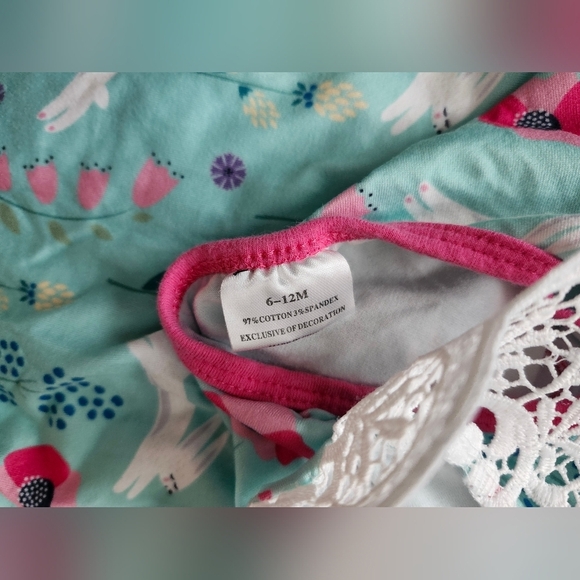 Boutique Easter Bunny Floral Baby Romper Jumpsuit - Picture 3 of 3